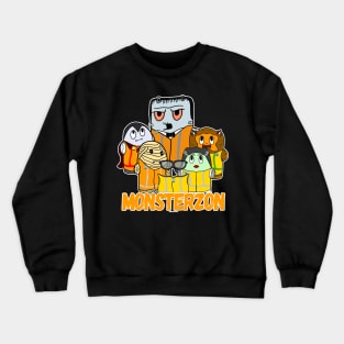 Swagazon Monsters Mummy Frankenstein Dracula Monsterzon Halloween Crewneck Sweatshirt